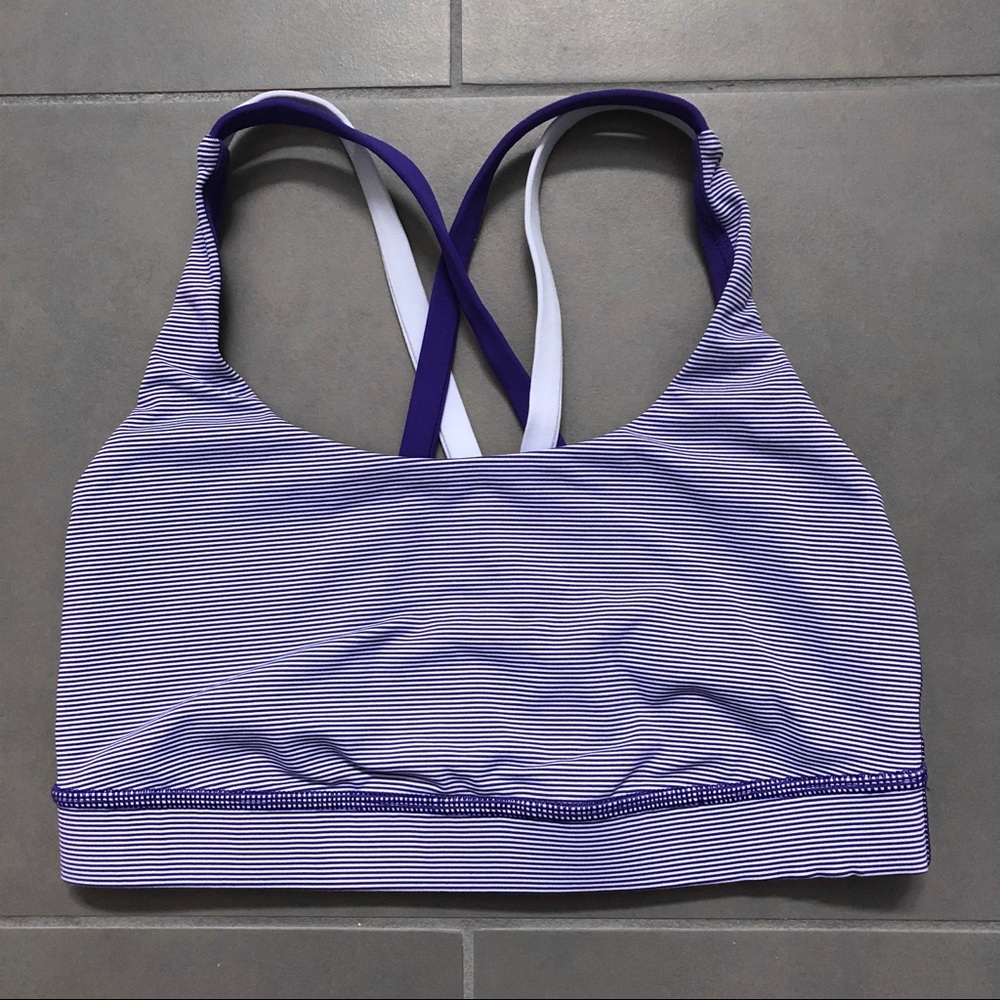 Lululemon Energy Bra Purple Stripe Size 4